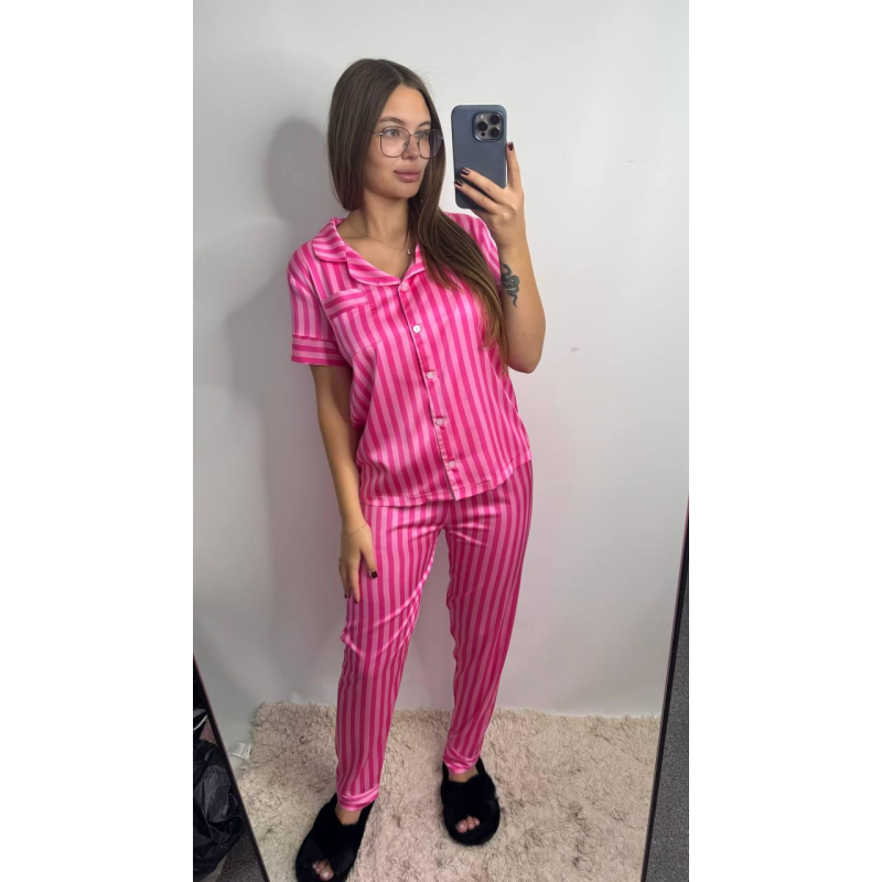 Жіноча піжама сатин Малиновий XS-S