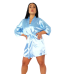 Комплект халат і піжама жіноча майка+шорти, блакитний 2XL
