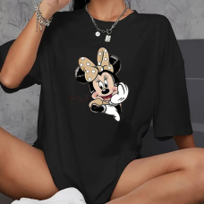 Футболка оверсайз жіноча довга з малюнком Чорний, Мінібант, 42/44