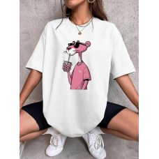 Футболка оверсайз жіноча довга з малюнком Білий, Малюнок, 50/52