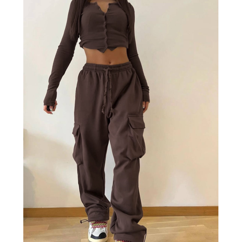 Штани карго жіночі трикотажні, Коричневий 48-52