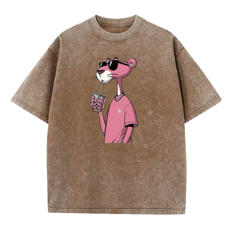 Футболка оверсайз вінтаж із принтом Пантера, Бежевий