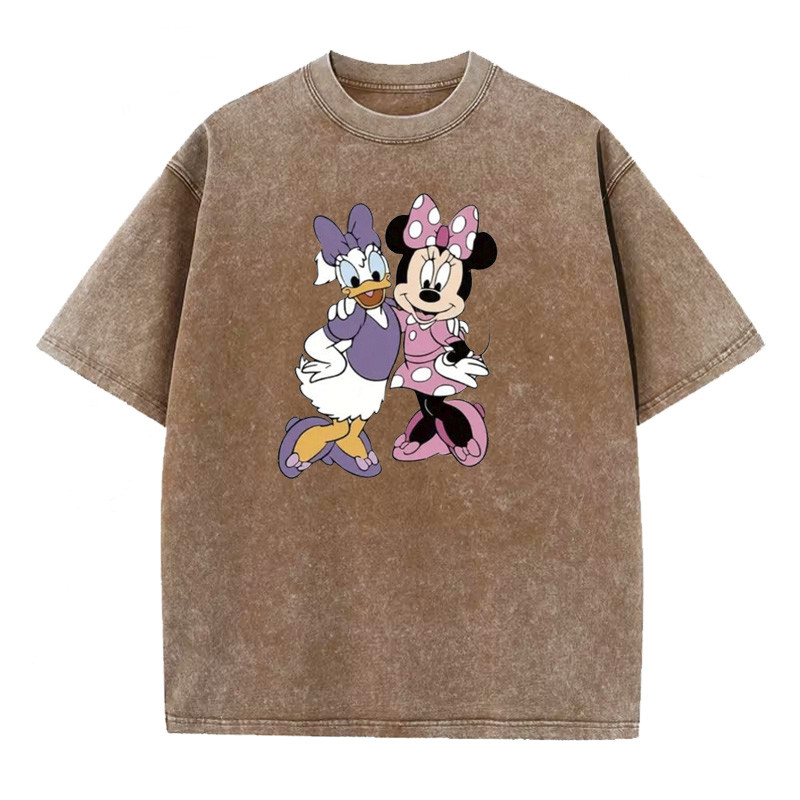 Футболка оверсайз вінтаж із принтом Дейзі+Мінні, Бежевий