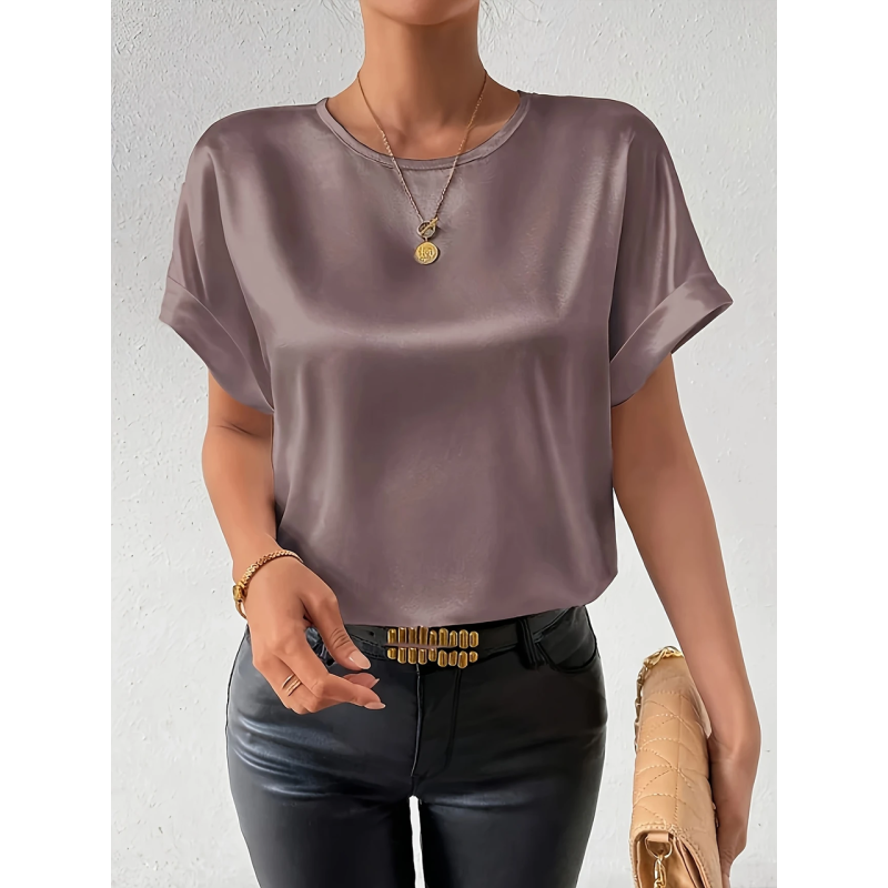 Жіноча футболка з шовку Кавовий M