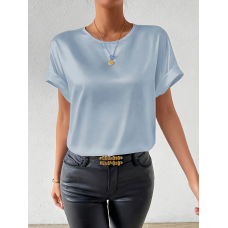 Жіноча футболка з шовку Блакитний 2XL