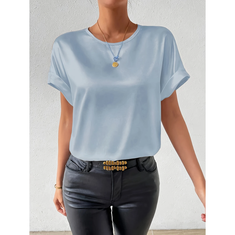 Жіноча футболка з шовку Блакитний 2XL