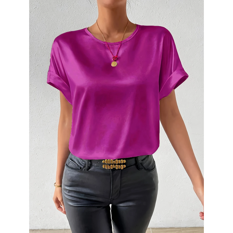Жіноча футболка з шовку Малиновий XL