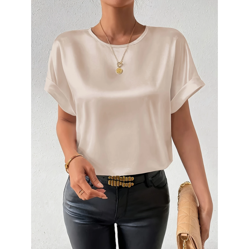 Жіноча футболка з шовку Бежевий S