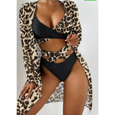 Леопардовий купальник трійка Чорний М