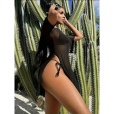 Чорна туніка сукня пляжна пляжна Чорний 48/52