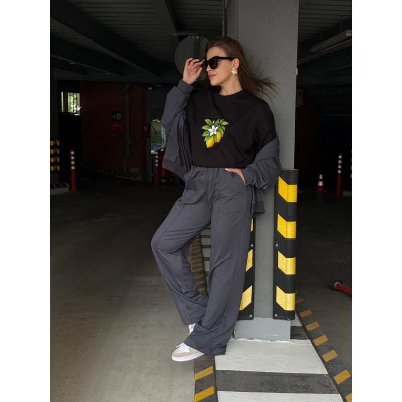 Футболка укорочена жіноча з широкими рукавами Чорний 50/52