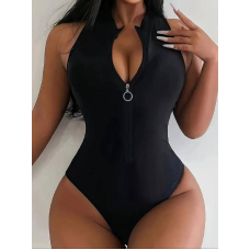Купальник жіночий суцільний на блискавці Чорний, S