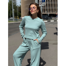 Жіночий костюм штани з широкими штанами Оливовий XL/2XL