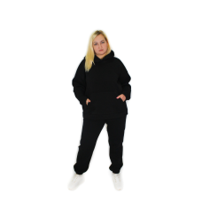 Жіночий спортивний теплий костюм на флісі, батал Чорний,  р.4XL/5XL