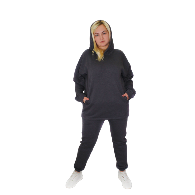 Жіночий спортивний теплий костюм на флісі, батал Сірий, р.2XL/3XL Жіночий спортивний теплий костюм на флісі, батал Сірий, р.2XL/3XL