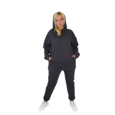 Жіночий спортивний теплий костюм на флісі, батал Сірий, р.4XL/5XL