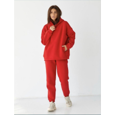 Жіночий спортивний теплий костюм на флісі, батал Червоний, 4XL/5XL
