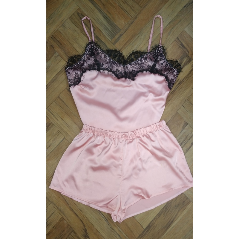 Шовкова піжама жіноча, Пудра, XL