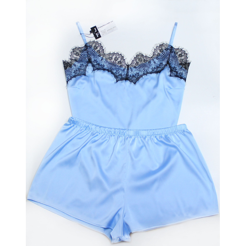 Шовкова піжама жіноча, Блакитний, XS