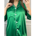 Жіноча нічна сорочка подовжена шовкова. Зелений, S