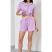 Мусліновий комплект жіночий шорти та сорочка лавандовий L