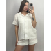 Муслінова жіноча піжама з шортами Молочна S