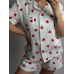 Піжама жіноча шорти та сорочка муслінова біла серця XL