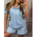 Піжама жіноча шорти та сорочка муслінова блакитна L