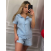 Піжама жіноча шорти та сорочка муслінова блакитна XL