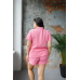 Піжама жіноча шорти та сорочка муслінова рожева XL
