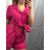 Піжама жіноча шорти та сорочка муслінова малинова XL