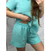 Піжама жіноча шорти та сорочка муслінова бірюзова S