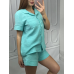 Піжама жіноча шорти та сорочка муслінова бірюзова XL