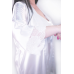 Набір нічна сорочка з  халатом, з мереживом білий XS