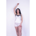 Піжама жіноча атласна з мереживом майка + шорти, біла M