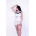 Піжама жіноча атласна з мереживом майка + шорти, біла M