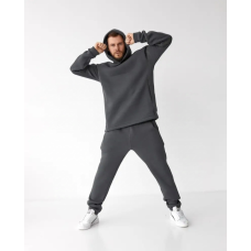 Спортивний чоловічий теплий костюм на флісі, графіт 52