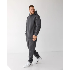 Спортивний чоловічий теплий костюм на флісі, графіт 54