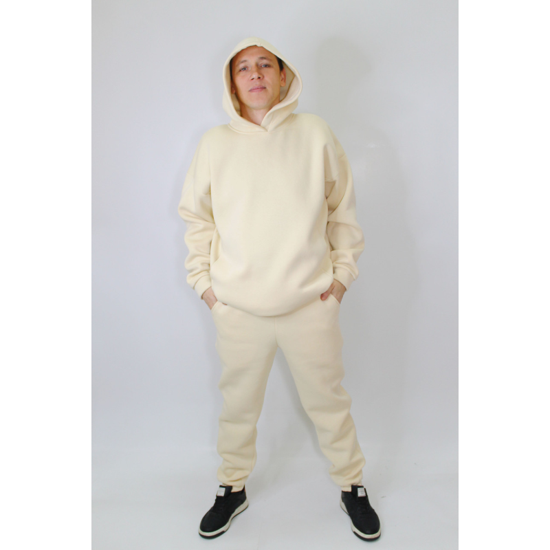Теплий спортивний костюм чоловічий, молочний, 46