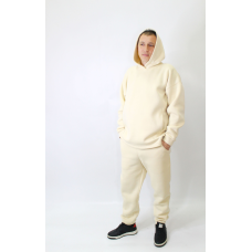 Чоловічий спортивний теплий костюм на флісі, молочний 52