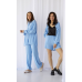 Костюм-трійка жіночий літній із шортами та штанами, S Блакитний