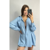 Сорочка жіноча оверсайз із льону Блакитний, M