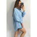 Сорочка жіноча оверсайз із льону Блакитний, M
