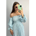 Жіноче літнє міді плаття муслін Блакитне, гілочки, M-L