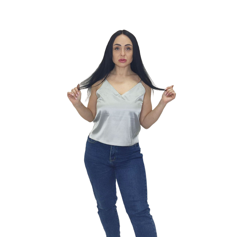 Базова майка жіноча атлас Срібло, XL/2XL