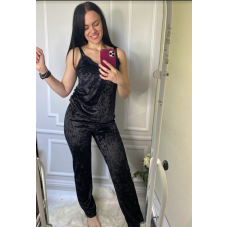 Піжама жіноча велюрова зі штанами Чорний, M