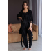Піжама жіноча велюрова 5 в1 з халатом 3XL, Чорний