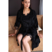 Піжама жіноча велюрова 5 в1 з халатом 2XL, Чорний