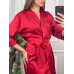 Халат жіночий шовковий під пояс Червоний XL