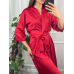 Халат жіночий шовковий під пояс Червоний XL